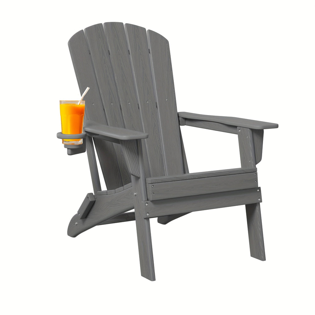 Folding Adirondack Chair with Cup Holder – HDPE All-Weather Outdoor Patio Chair — image 1