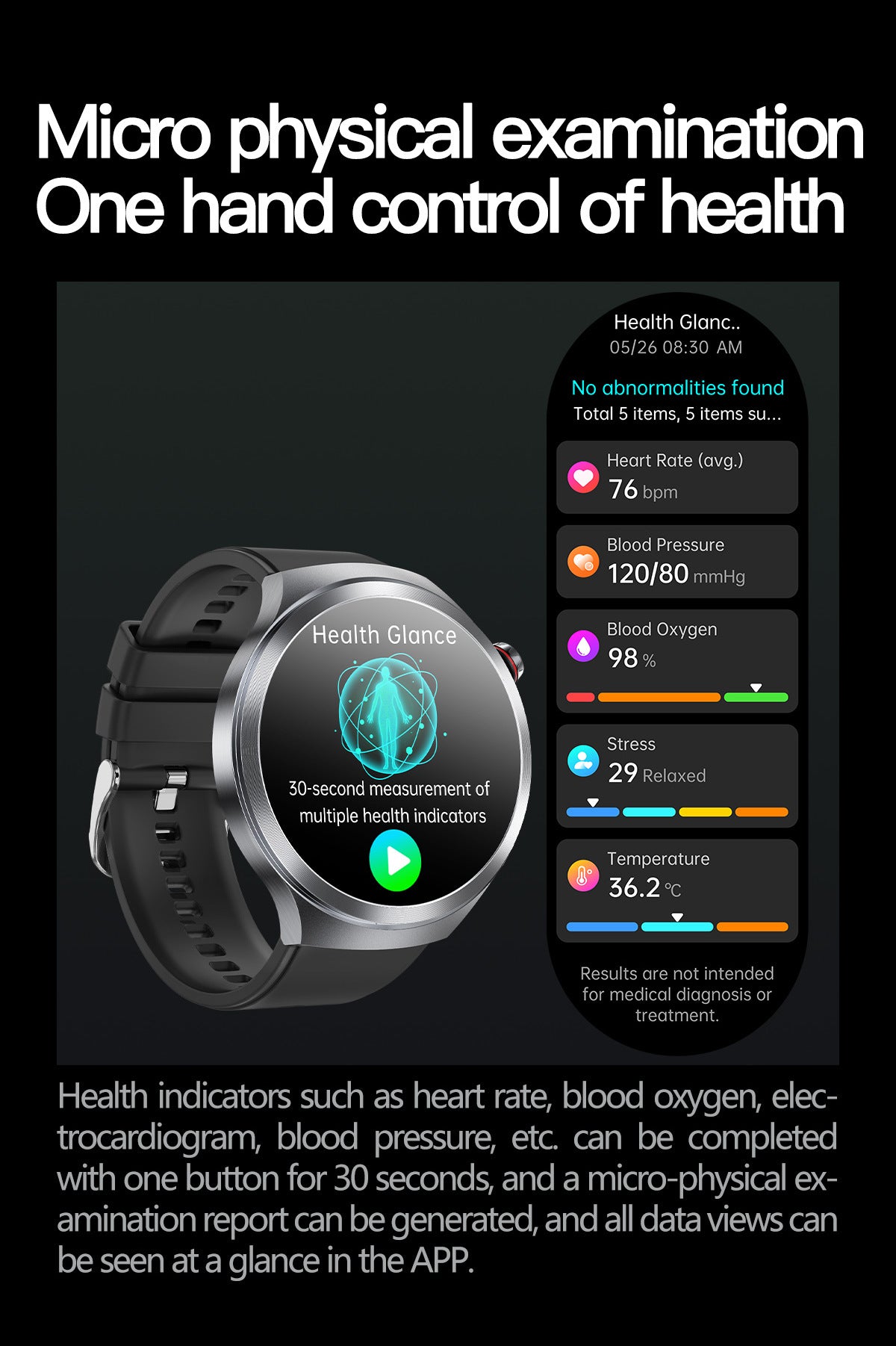 Smart Watch AMOLED Screen ECG Heart Rate Pressure Blood Oxygen Health