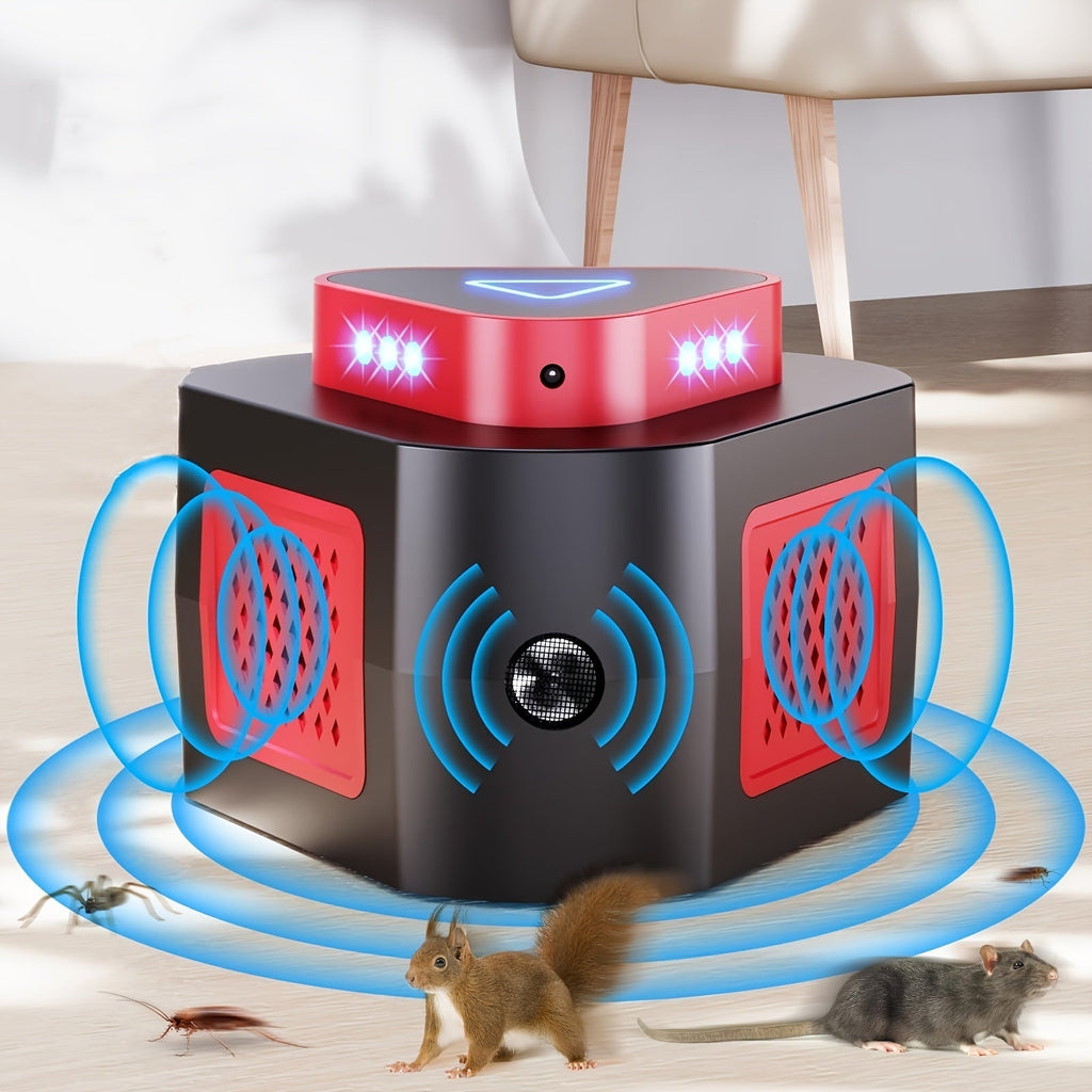 Plug-In Pest Repeller 4-in-1, 360° Soundwave Coverage, Repels Mice, Rats, Cockroaches, Bats & Squirrels — image 1