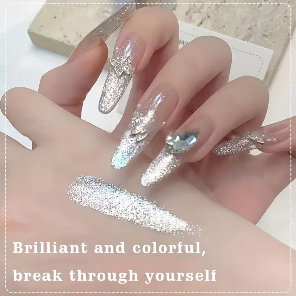 Gel Nail Polish, Shimmer White Glitter, Semi-Permanent LED Polygel, High-Shine Glossy Finish, Explosive — image 5