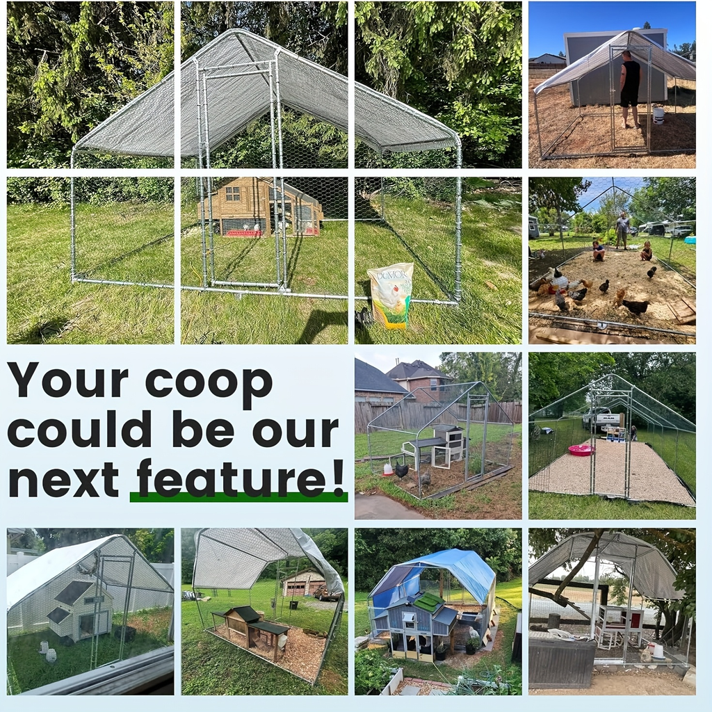 Chicken Run, Metal Outdoor Poultry Cage Large Walk-in Enclosure for Chickens Ducks Rabbits for Garden, Patio and Yard Use — i