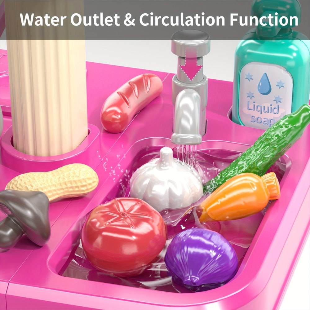 Pretend Play Kitchen Playset with Lights & Sounds, Interactive Toy Kitchen Accessories for Toddlers Ages 3+ — image 7