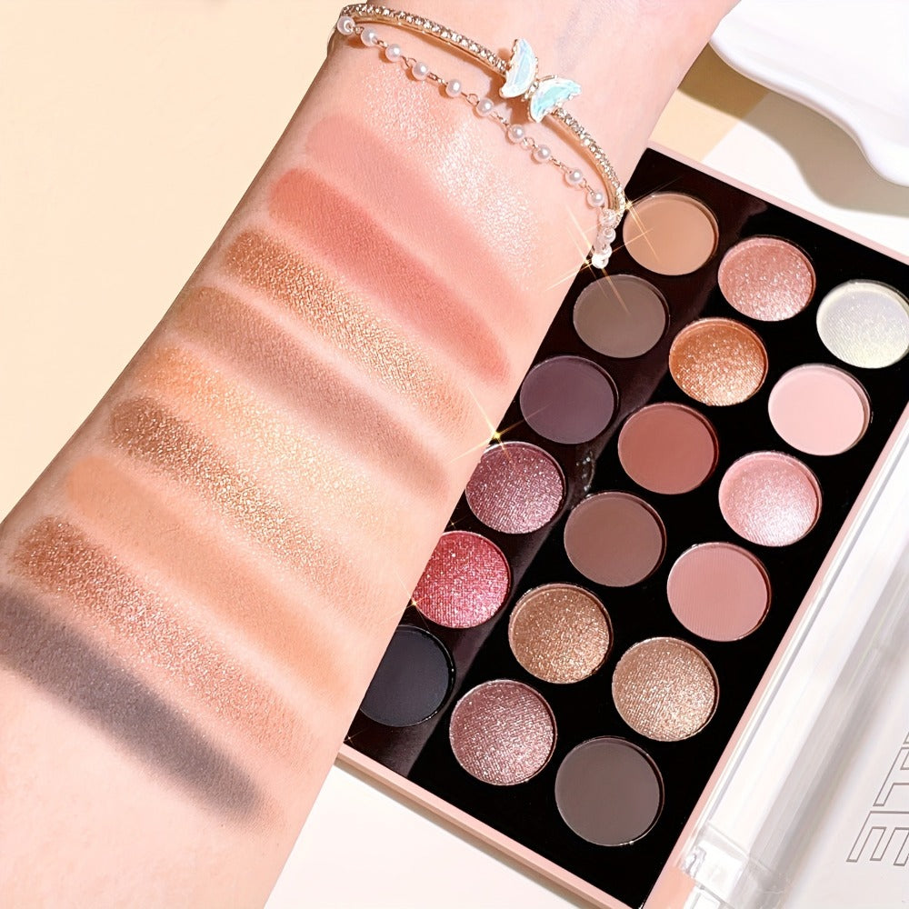 Eyeshadow Palette ANNA ROSE 18-Shade Compact with Pink-Brown Color Themes and Matte-Shimmer Finish Mix — image 7