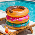 Pool Float Donut Ring Three-Pack with Glitter-Style Strawberry, Chocolate and Mint Designs, 32.5-Inch Diameter — image 1