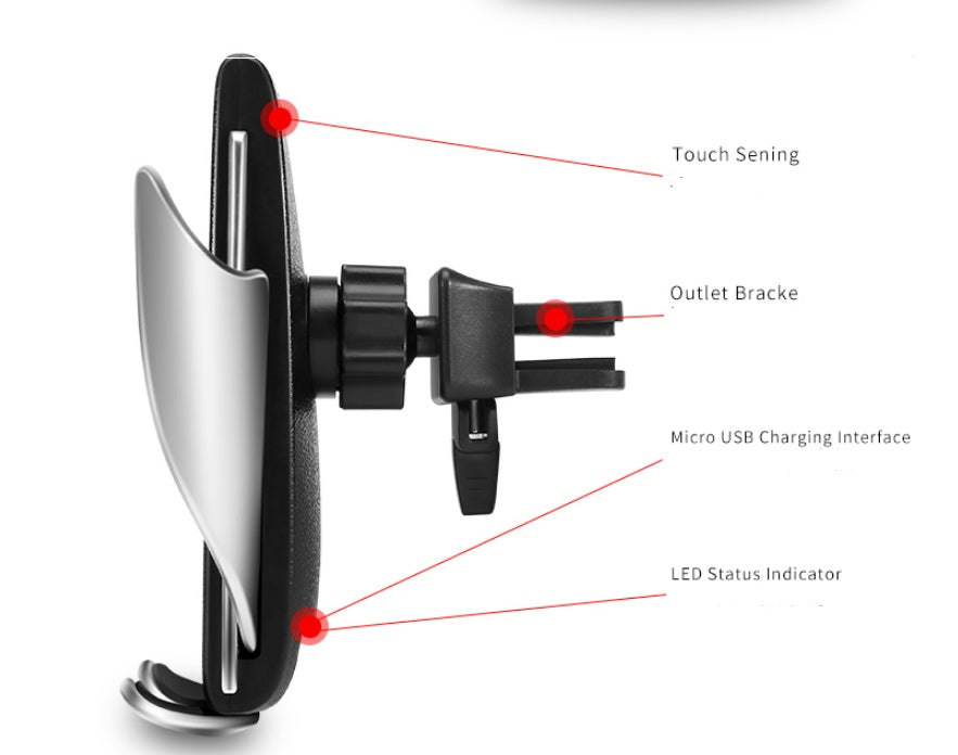 10W Car Wireless Charger with Phone Holder - Fast Induction Charging Mount