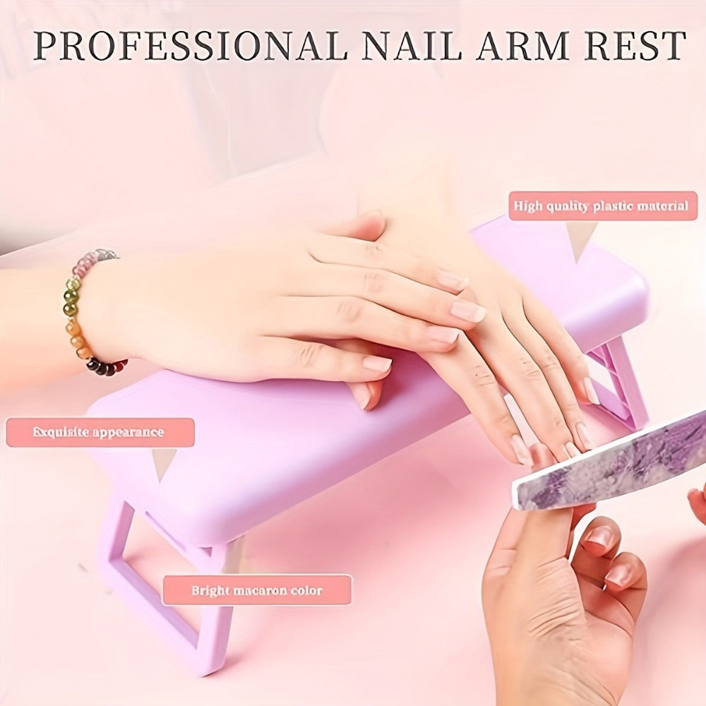 Folding Nail Armrest Hand Rest for Nail Technicians – Cushioned Wrist Support Pillow Bracket, Portable Manicure Table Stand —