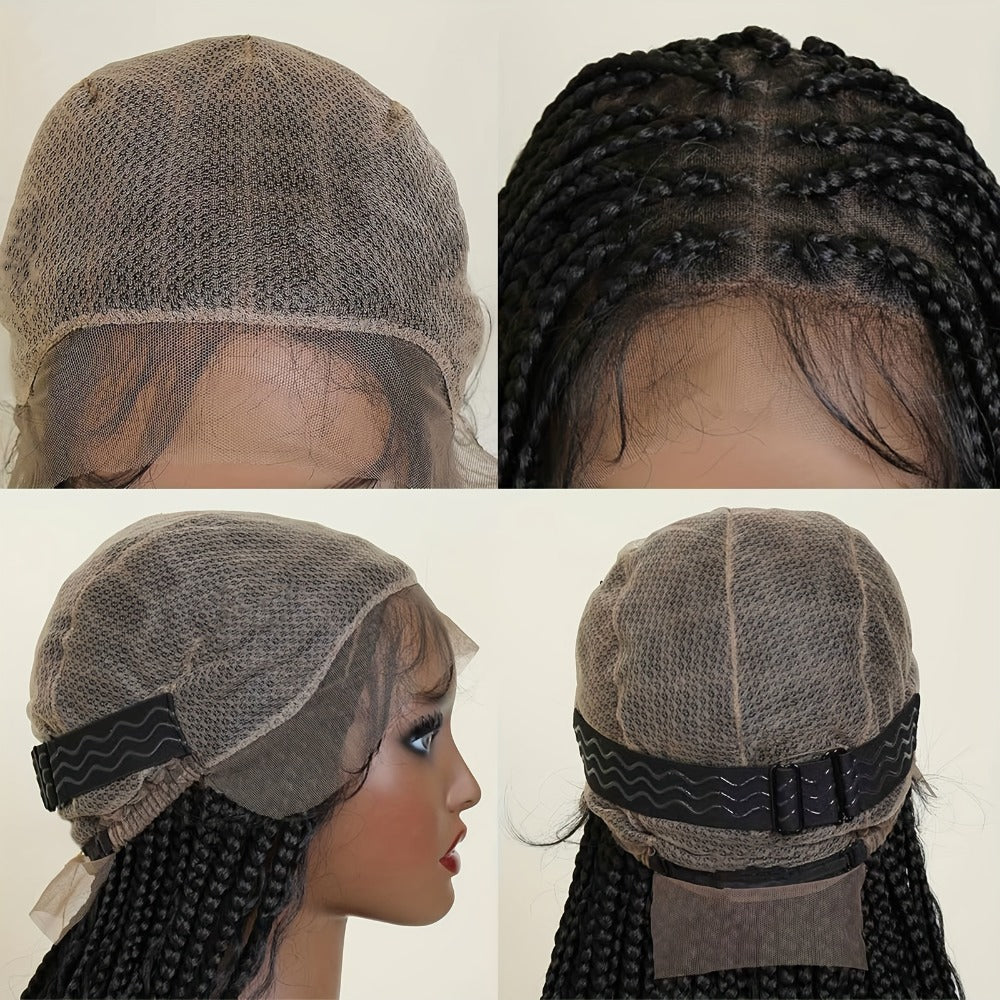 Extra-Long Black Box-Braid Wig with Curly Ends, Lace Cap and 48-Inch Checkout Length for Styling — image 8