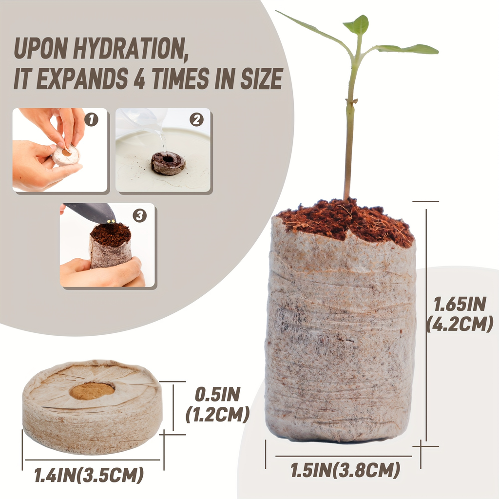 Peat Pellets Seed Starter 35mm Compressed | 50/100pcs Expandable Coir Discs for Seedlings Vegetables Flowers Herbs | Indoor O