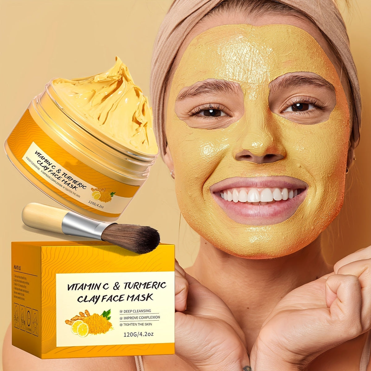 Turmeric Vitamin C Mud Mask 100ml - Deep Cleansing Pore Minimizer Face Mask, Remover Radiant Skin Weekly Skincare for Women —