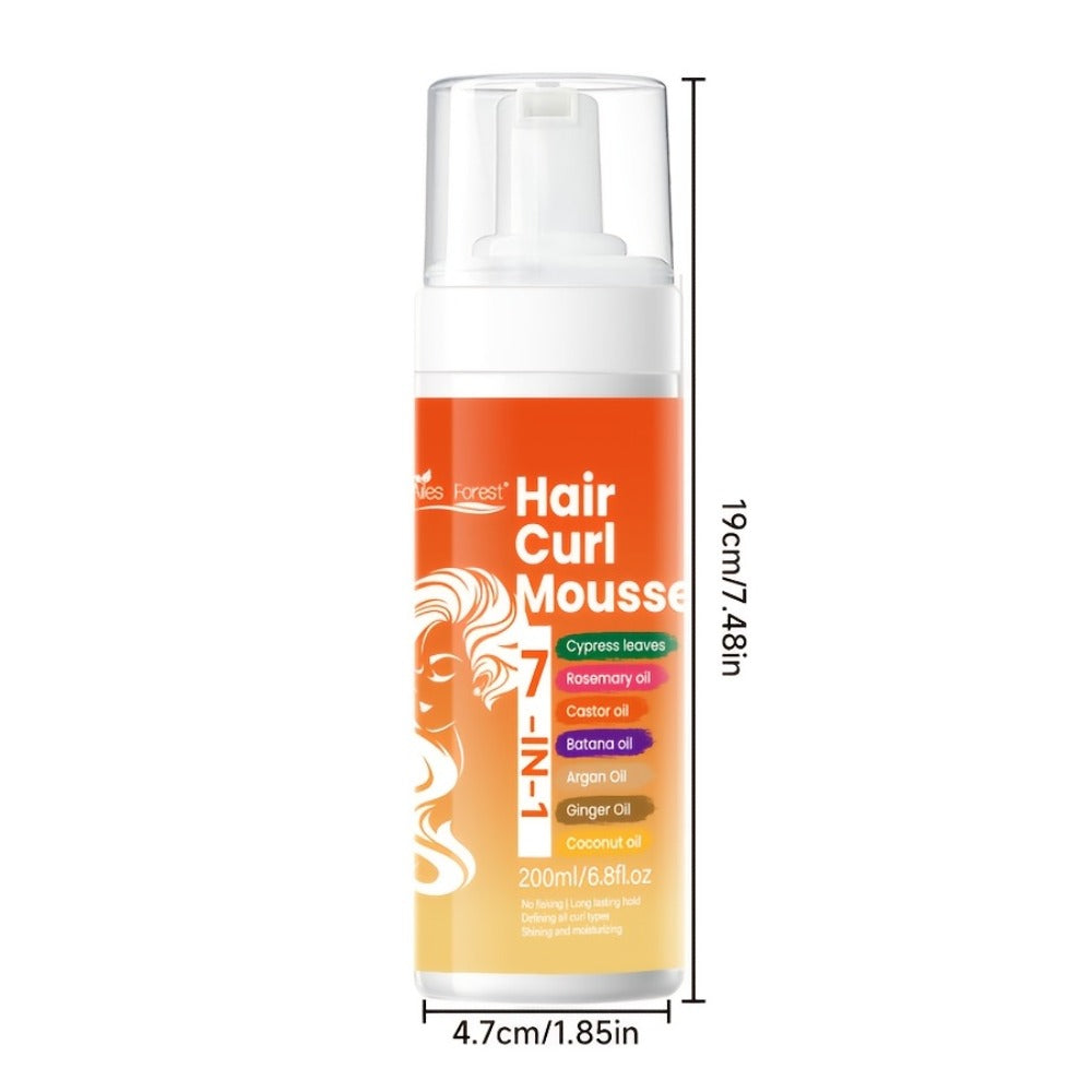Curl Defining Hair Foam Mousse 200ml Smoothing Styling for Natural Fluffy Elastic Curls, Frizz Control for Wavy Coily Hair — 