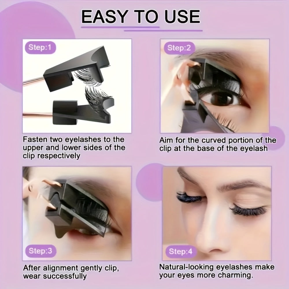 Eight-Piece Black Magnetic False Eyelash Kit with Rectangular Case, Applicator, Tweezers and Brush — image 11