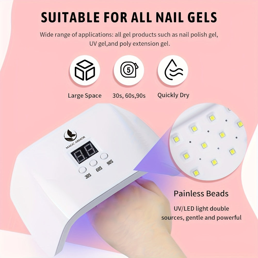 35-Color Gel Nail Polish Kit with UV LED Lamp, Electric Nail Grinder, Four Top Coats and Decoration Tools — image 7