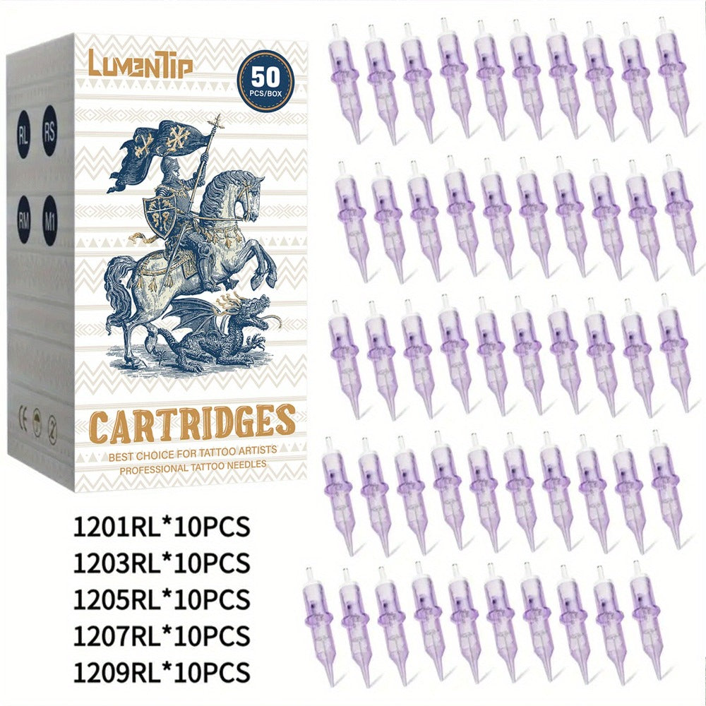 Tattoo Cartridge Needles with Lumentip Label, 50-Piece #12 Mixed or Round Liner Pack Choice — image 12