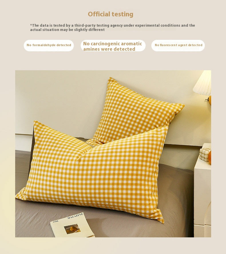 Washed Cotton Pillowcase Yarn-dyed Double-piece Types A And B Single Pillowcase