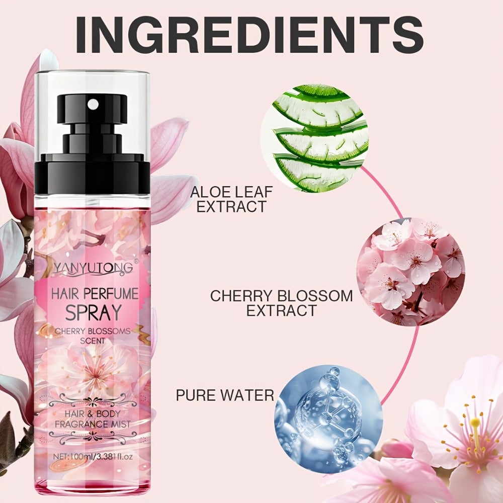 Hair Perfume Mist Cherry Blossom Scent 100ml - Fragrance Non-Greasy No-Wash Aromatic Hair for Bath Time, Home Spa and Persona
