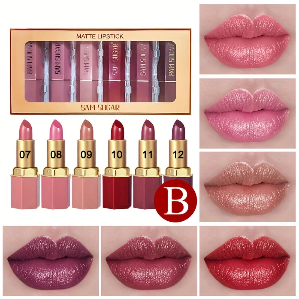 Lip Gloss Set 6pcs Velvet Finish Shiny Lip Color Collection, for Makeup, Travel and Everyday Vanity Use — image 5