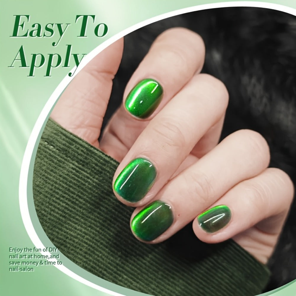 Gel Nail Polish BORN PRETTY MY269 Imperial Green 10ml Magnetic Cat Eye Shimmer in a White Bottle — image 9