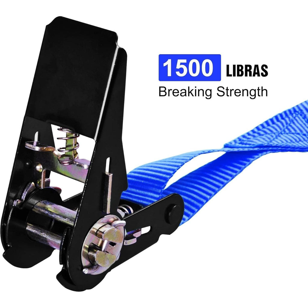 Ratchet Tie Down Straps 4-Pack 15FT 1, 500 lb Break Strength Heavy Duty with Soft Loops & Storage Bag – High-Visibility Webbi