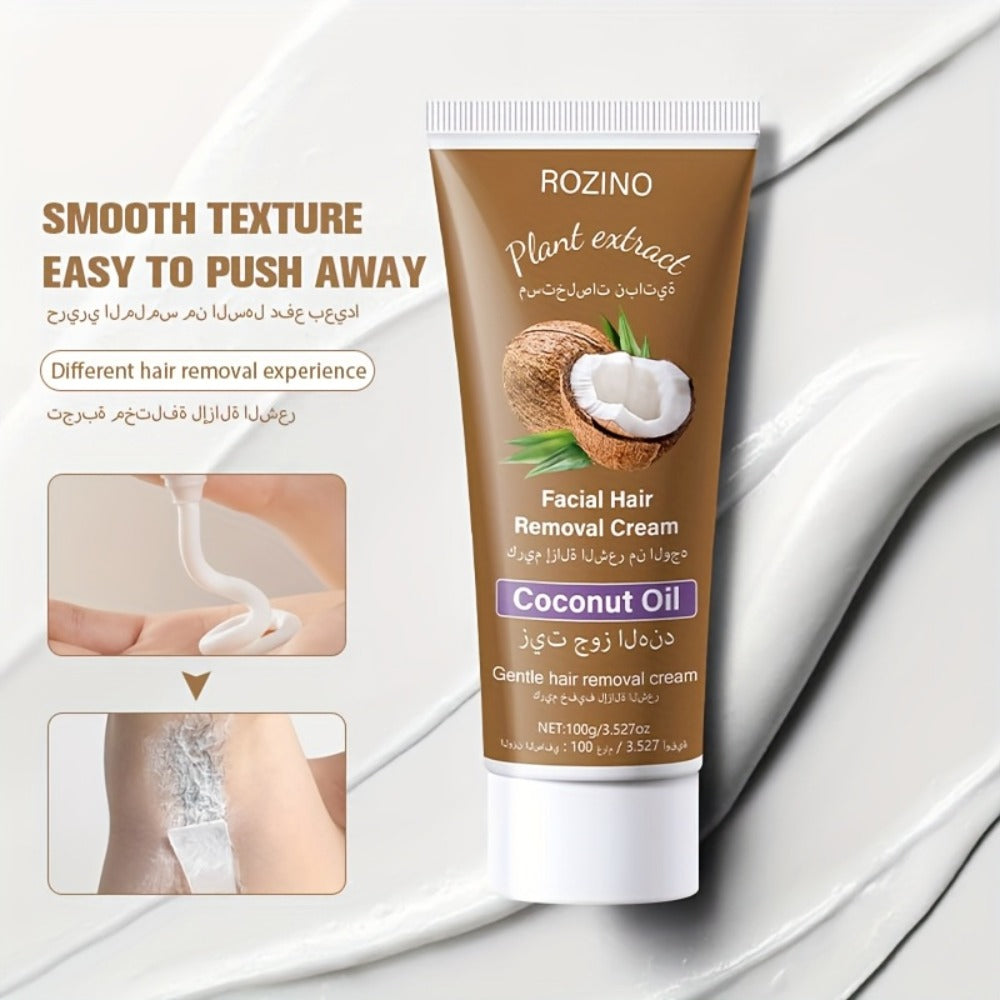 Hair Removal Cream ROZINO 100g Coconut Tube with Carton for Women’s External Body Grooming Routine — image 12