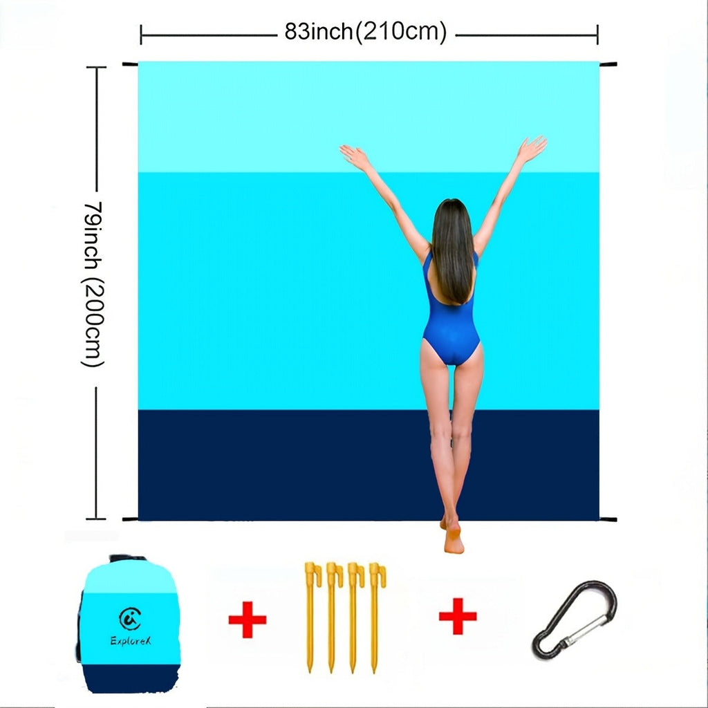 Printed Beach Mat with 19 Exact Size-and-Pattern Options, 198 x 205cm to 275 x 305cm with Stakes and Pouch — image 24