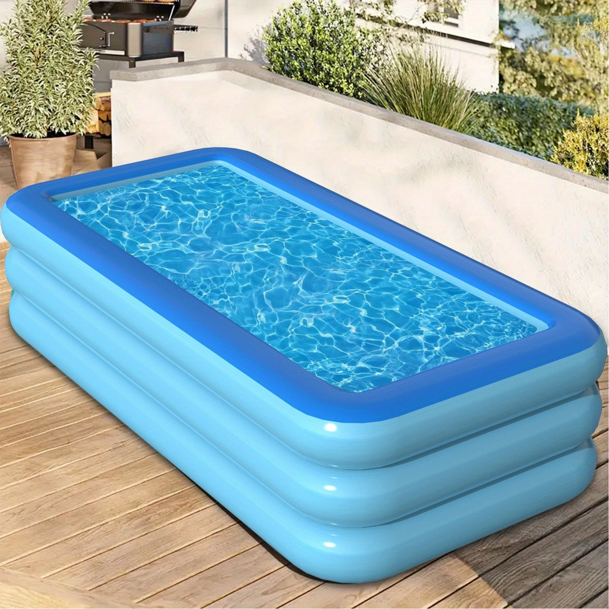 Inflatable Pool XL Extra Large Backyard Swimming Pool 3-Chamber Thick PVC Family Pool for Adults Kids Summer Outdoor Fun Mult