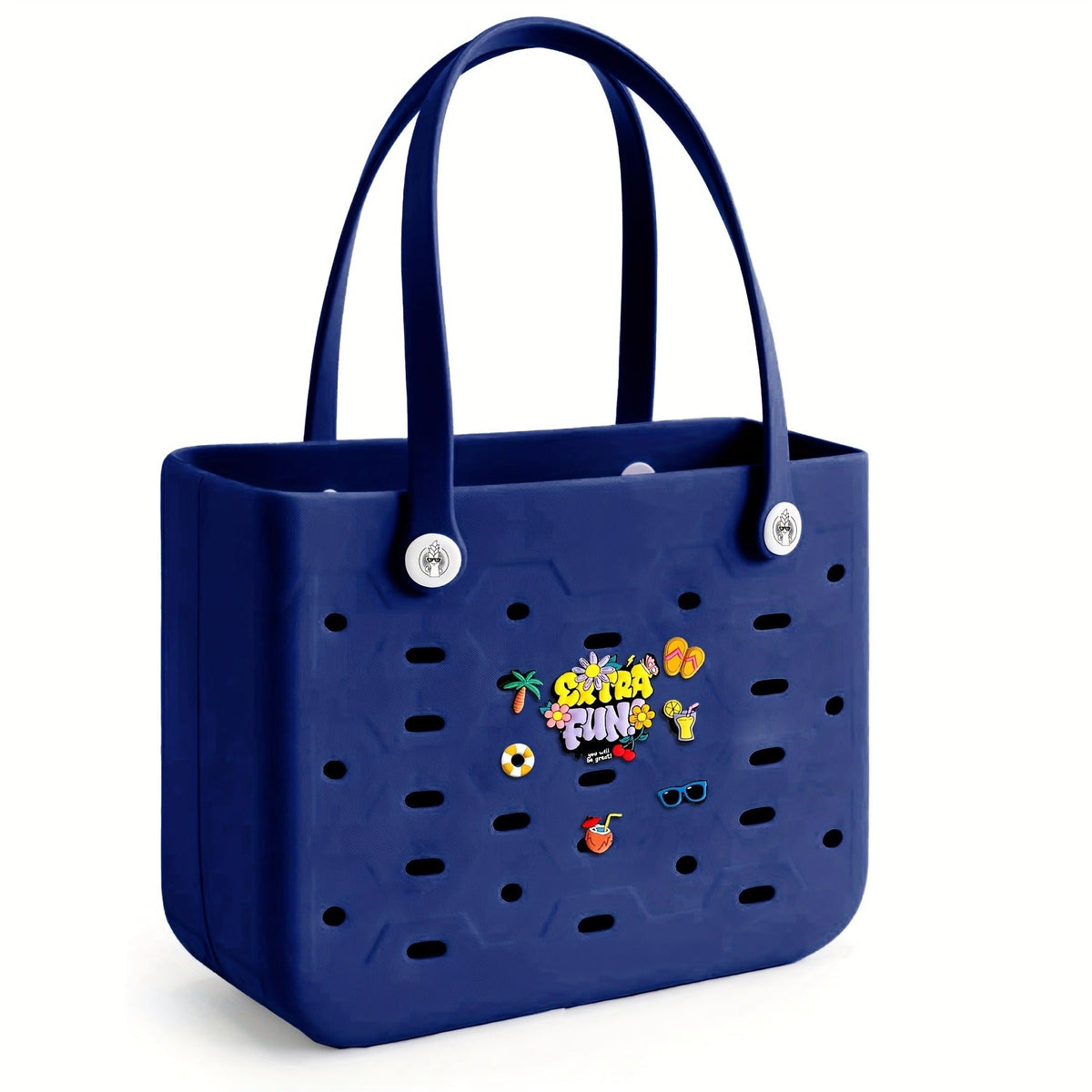 EVA Beach Bag for Women with Drainage Holes Waterproof Tote Bag Summer Outdoor Camping Shopping Travel Bag with Cute Decorati