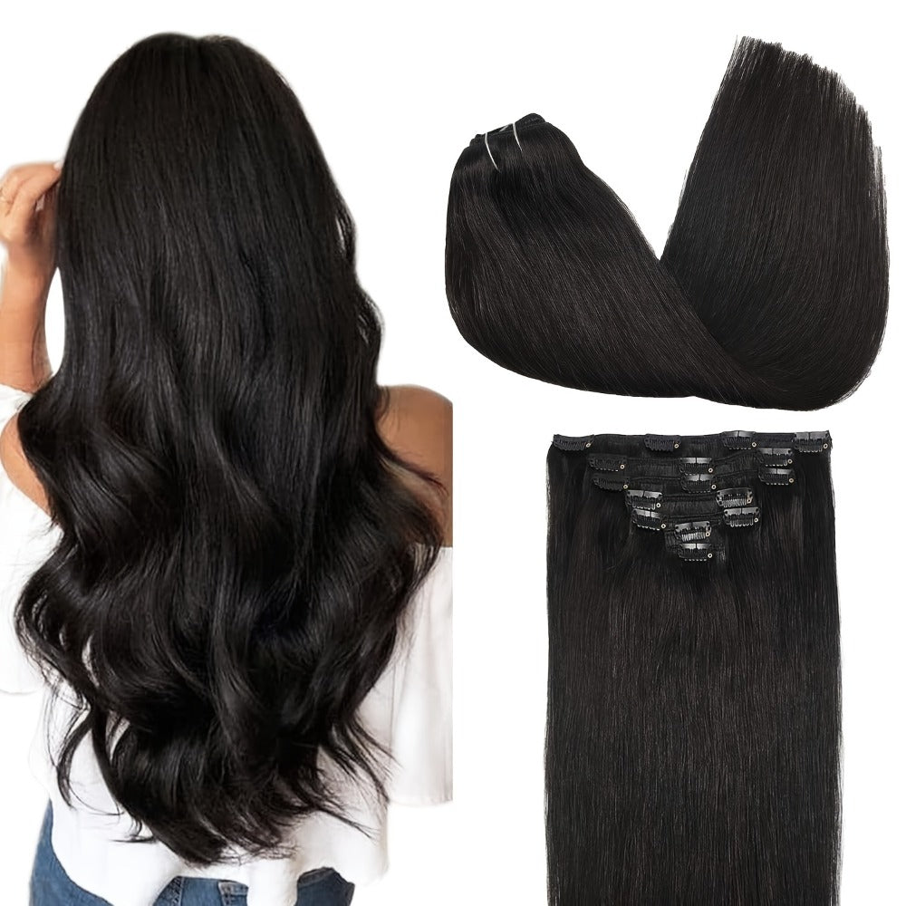 Hair Extensions Straight Brazilian Human Hair Clip-In Set with Eight Wefts, 18 Clips and Six Length Options — image 3