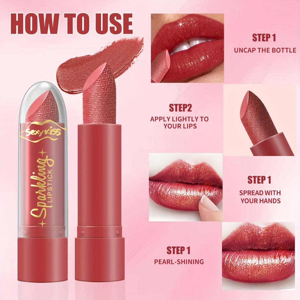 Lipstick Set, Sexy Kiss 6-Piece Sparkling Shimmer Bullet Collection in a Pink Presentation Box — image 8