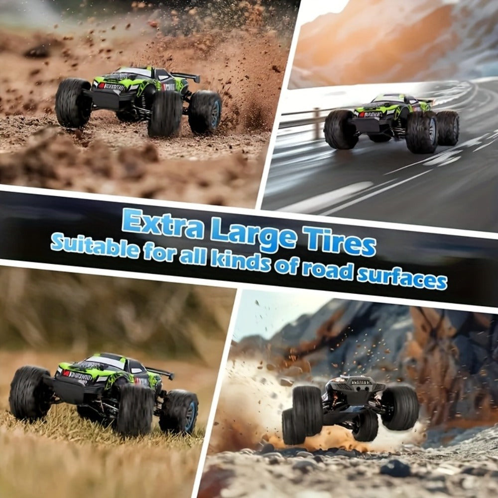 Remote Control Car, 1:16 Scale Alloy Off-Road Truck with 2.4GHz Control, 45KM/H Source Speed, LED Lights and Rechargeable Bat