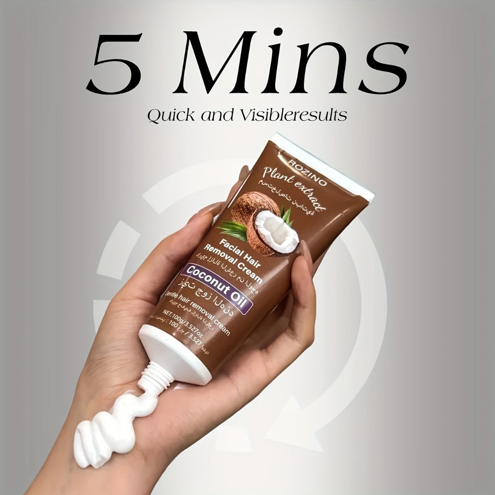 Hair Removal Cream ROZINO 100g Coconut Tube with Carton for Women’s External Body Grooming Routine — image 5