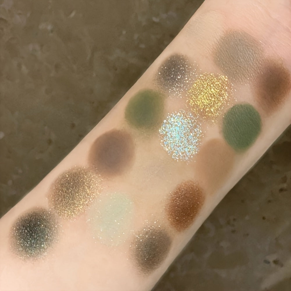 Eyeshadow Palette 16-Shade Brown and Green Compact with Matte, Shimmer and Glitter Finish Mix — image 14