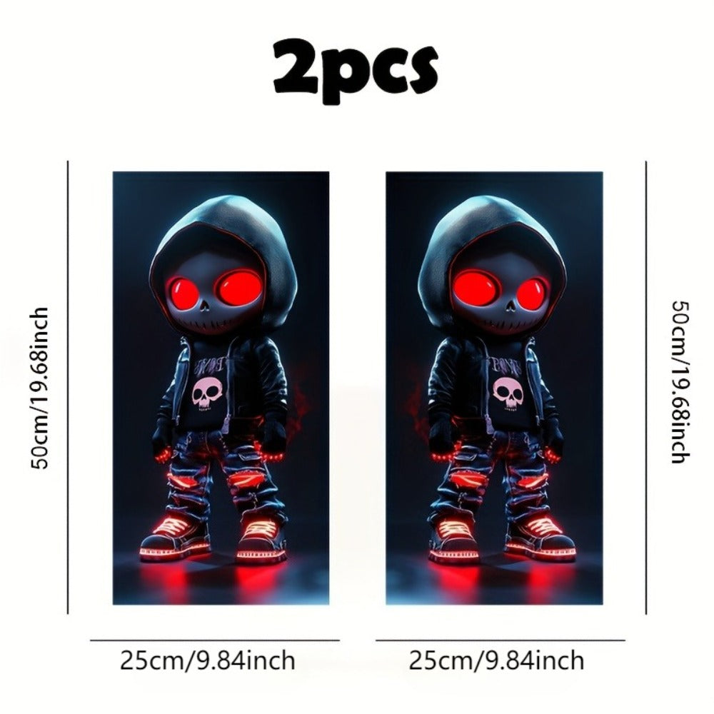 Pair of Red-Eyed Skull Character Car Decals, 19.7 x 9.8 Inch Each, for Smooth Exterior or Window Surfaces — image 7