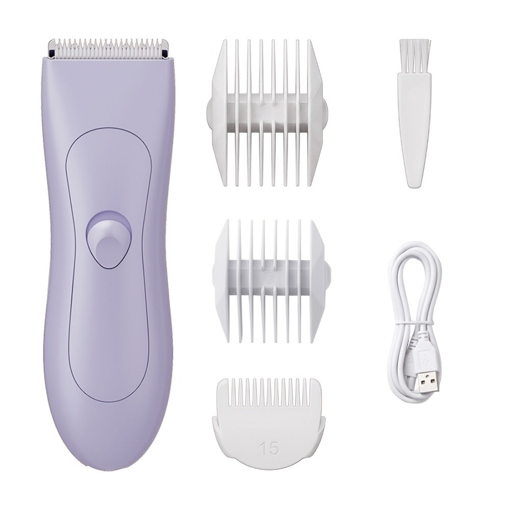 Ceramic-Blade Body Hair Trimmer with IPX6 Rating, Two Guide Combs and Black or Purple Options — image 6