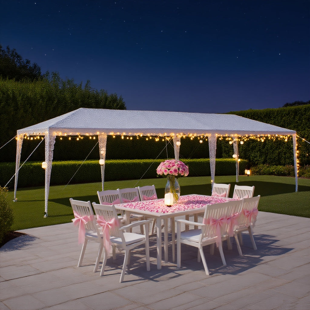 White Open-Sided Canopy Tent in 10x20ft or 10x30ft Sizes with Ropes, Stakes and No Sidewalls — image 3