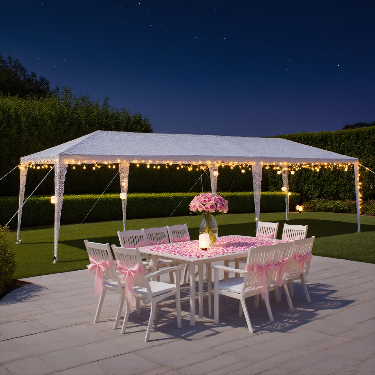 White Open-Sided Canopy Tent in 10x20ft or 10x30ft Sizes with Ropes, Stakes and No Sidewalls — image 3