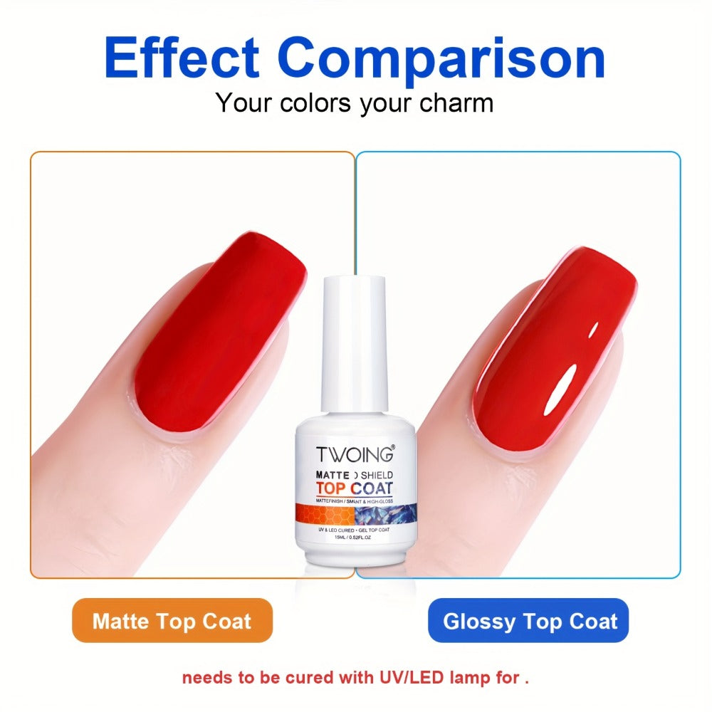 No-Wipe Gel Top Coat 2-Pack Diamond Shine High Gloss – LED Soak-Off Nail Sealer, Long-Lasting Scratch-Resistant Crystal Clear