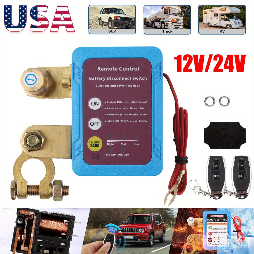 Remote Battery Disconnect Switch 240A 12V/24V – Wireless Kill Switch with Digital Display & Auto Power Shut-Off for Car, Truc