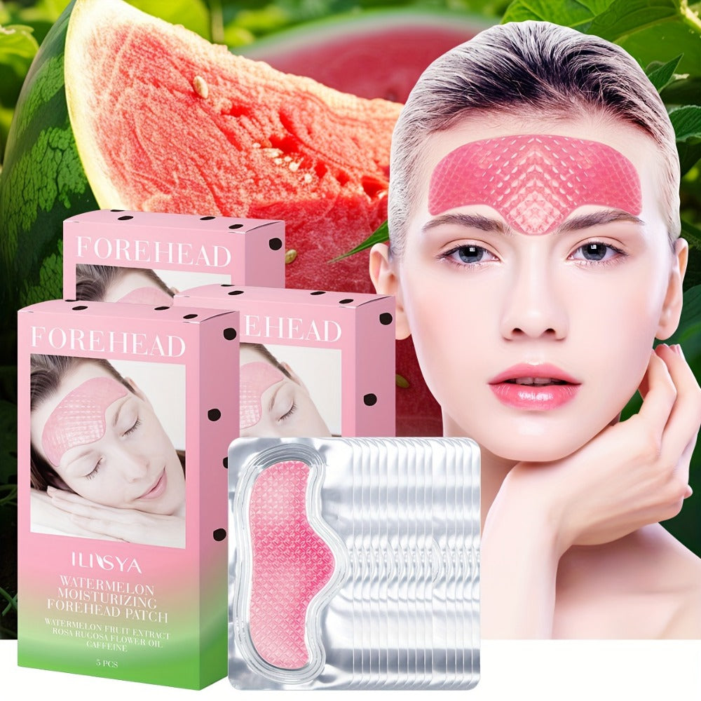 Watermelon Forehead Patches 15pcs Caffeine Collagen Niacinamide Ultra Hydrating Moisturizing Brightening De-Puffing Daily Fac