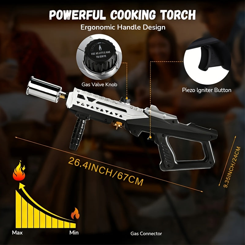 Long-Handle Propane Grill Torch with Adjustable Flame, Trigger Ignition and Silver-Black Finish — image 5