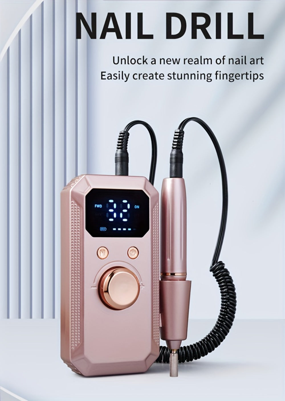 Cordless Electric Nail Drill Machine Rechargeable Professional E-File 11 Bits 20 Sanding Discs High Speed Acrylic Gel Natural