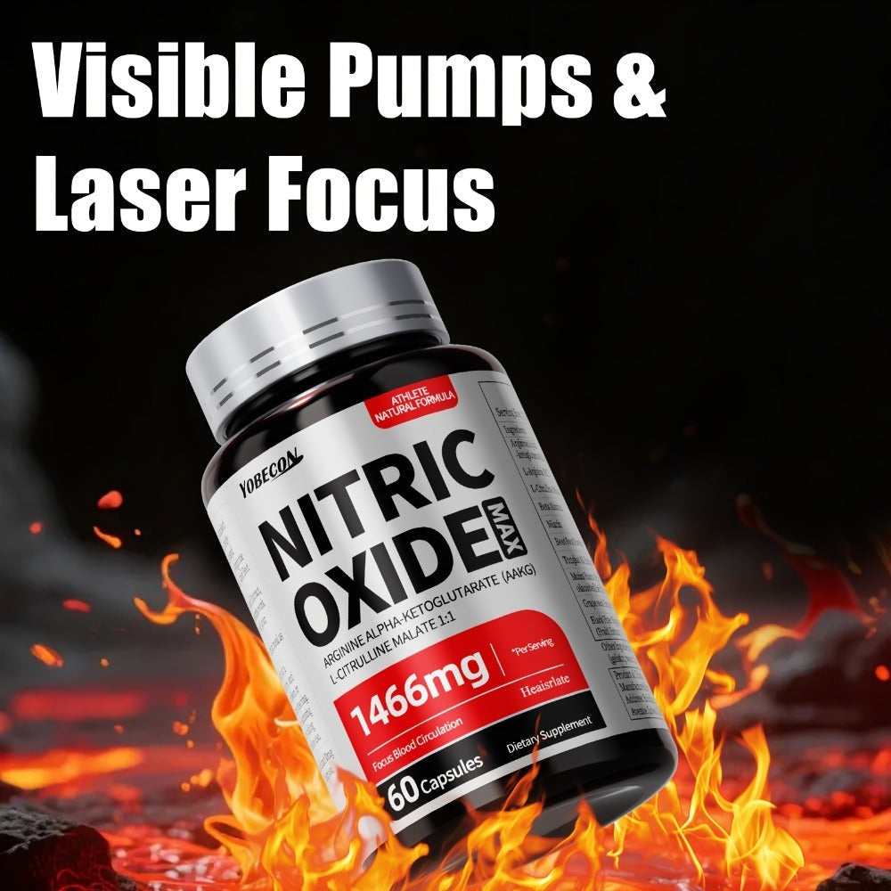 Nitric Oxide Supplement for Men, 800mg AAKG L-Arginine L-Citrulline Beetroot Capsules, Natural Energy & Focus Formula — image
