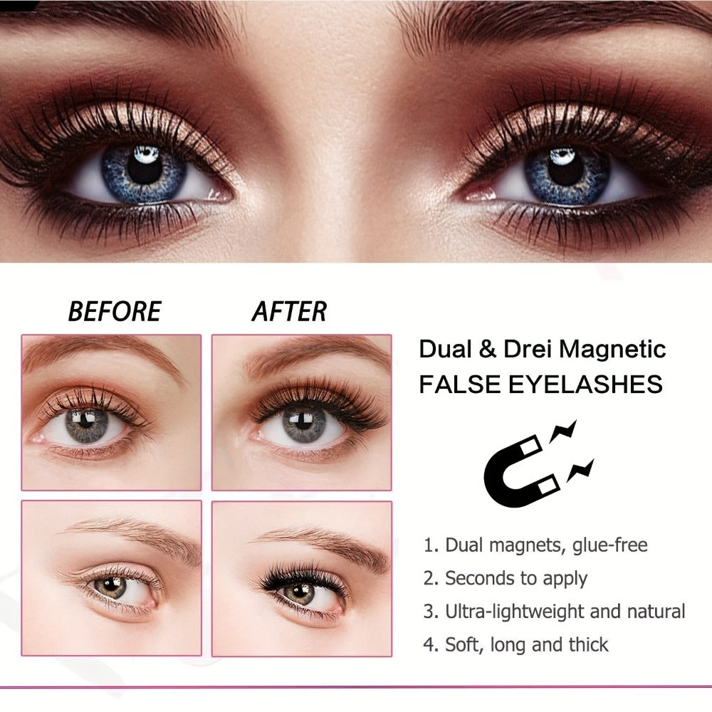 Eight-Piece Black Magnetic False Eyelash Kit with Rectangular Case, Applicator, Tweezers and Brush — image 16