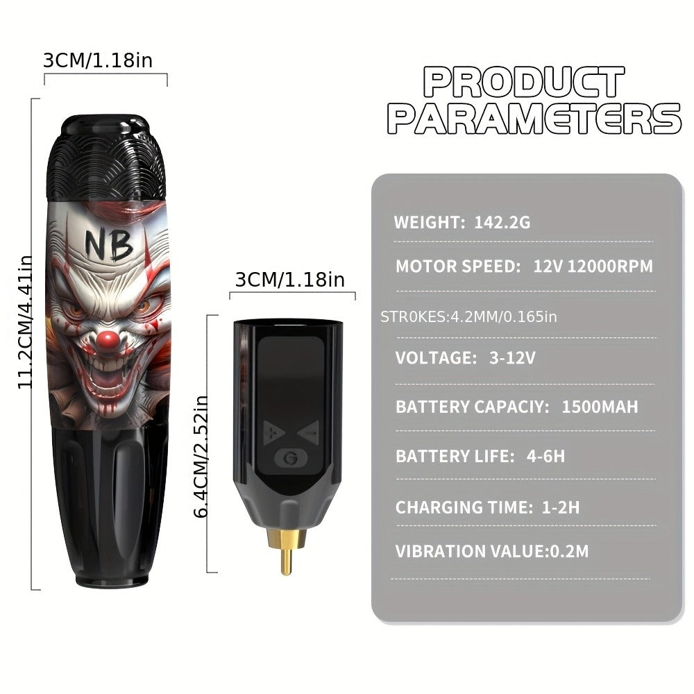 INKSOUL TM-81 Wireless Tattoo Kit Rotary Tattoo Pen with LCD Screen 1100mAh Battery for Temporary Body Art, Festivals and Cos