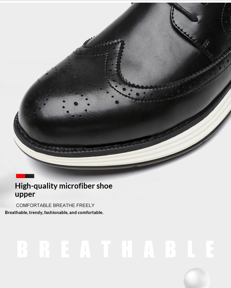 Ultra-fiber Thick-soled Trendy Men's Business Leather Shoes Comfortable And Casual