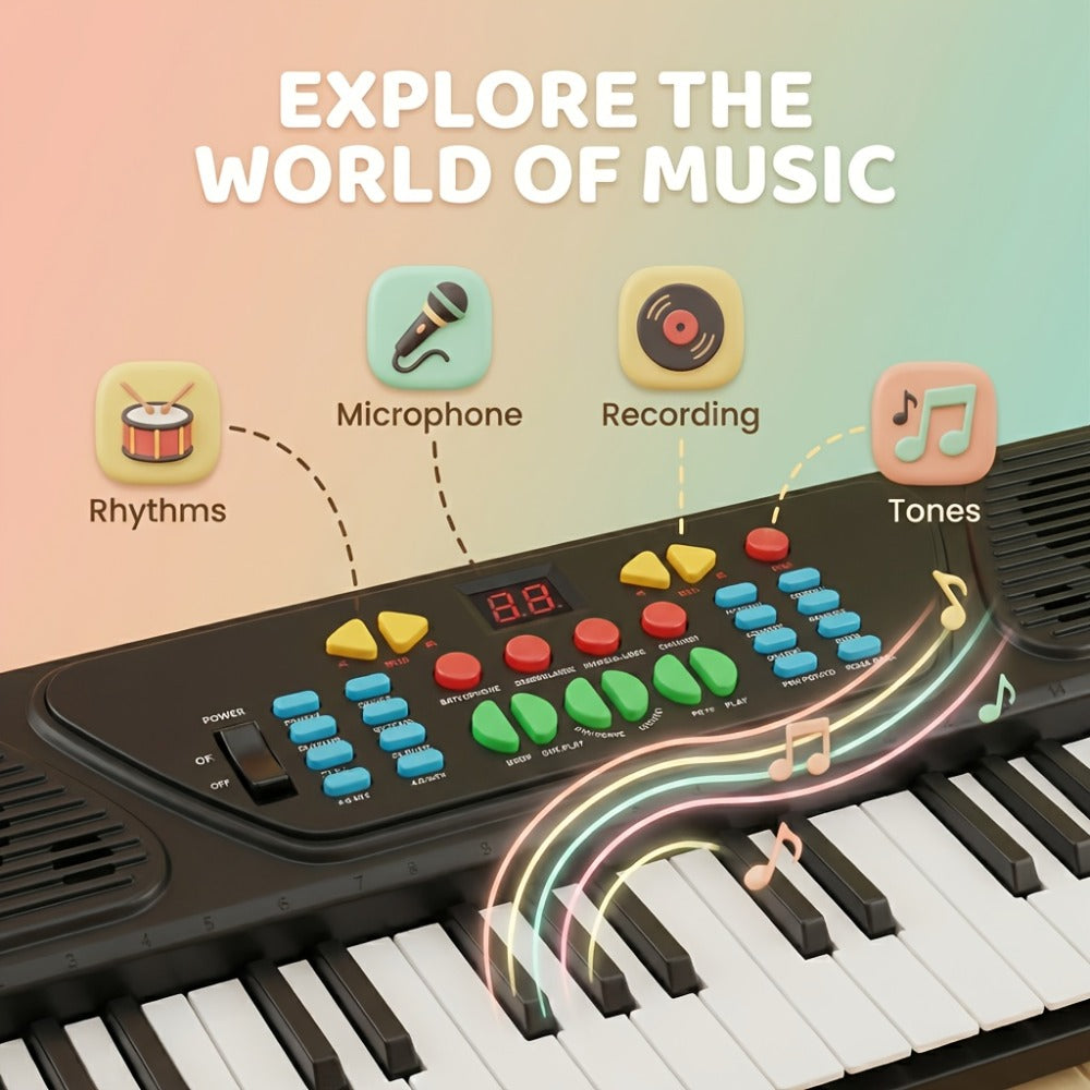 Kids Electronic Piano 37 Keys with Microphone, USB Powered Keyboard for Young Learners, Sing-Along Music Education Toy — imag
