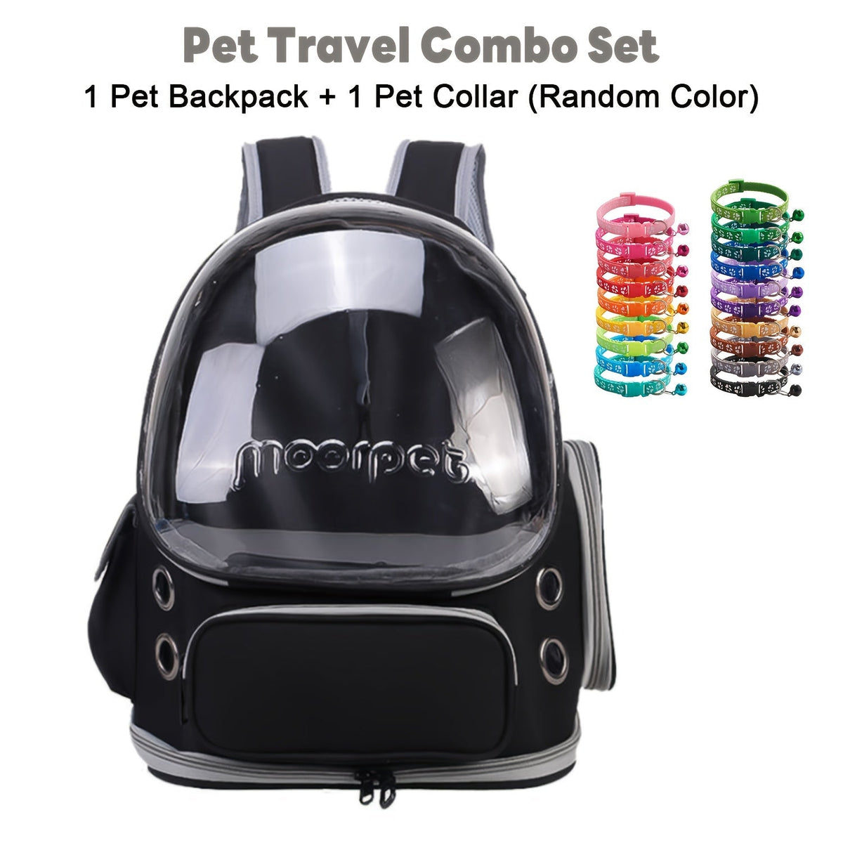 Dome-Window Pet Carrier Backpack and Collar Set with Mesh Panels in Five Source-Labeled Color Options — image 8