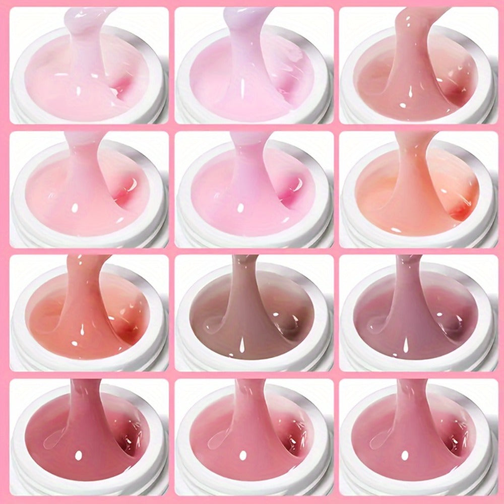 Six-Color Builder Gel Set, 15ml Each in Clear, White, Milky Jelly, Light Pink, Pink and Nude for Nail Extensions — image 1