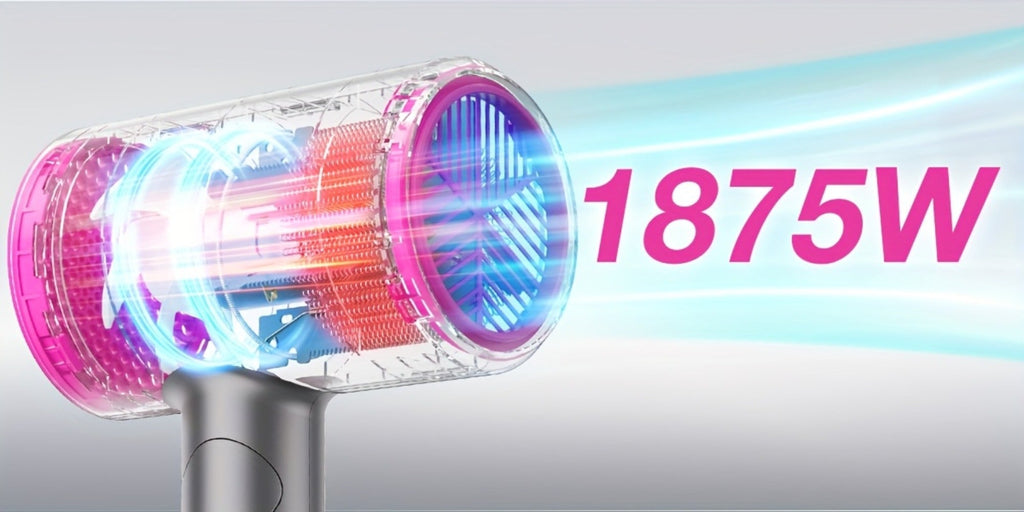 FZ201-Style 1875W Hair Dryer with Circular Rear Intake, Gray or White Finish and Three Pictured Attachments — image 18