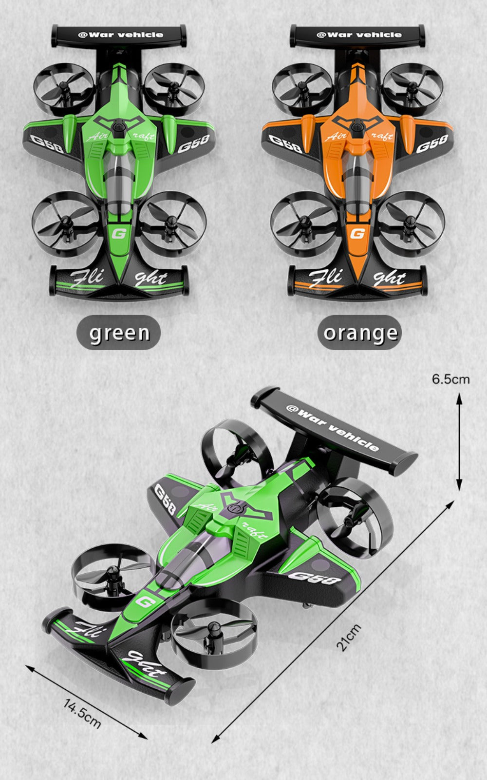 2-in-1 Mini RC Car and Drone Combo Dual Mode Switch One-Touch Takeoff Stable with the Listed Color, Size or Set Options for E