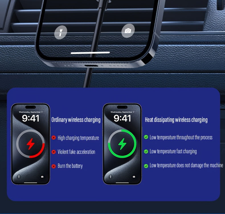 MagSafe Car Wireless Charger for iPhone 12-16 – Magnetic Air Vent Mount with Dual Cooling Fans, Qi1 Fast Charging — image 10